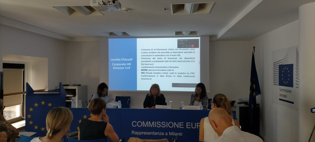 Loretta Chiusoli, Director e Corporate HR CRIF al convegno sull'AI organizzata il 16 luglio 2024 a Palazzo Stelline da GIDP